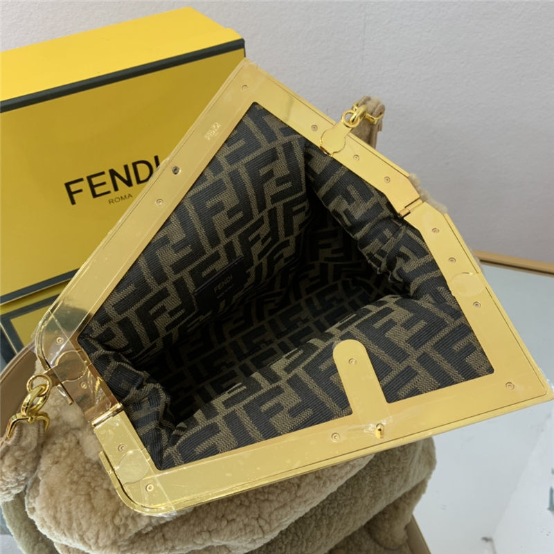 Fendi FIRST MEDIUM sheepskin bag Beige High