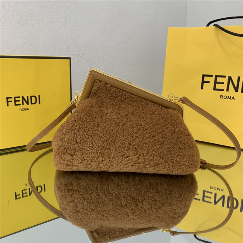 Fendi FIRST SMALL sheepskin bag Brown High