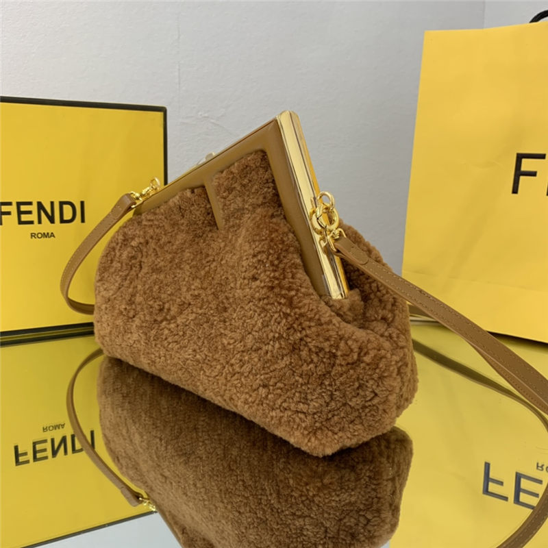 Fendi FIRST SMALL sheepskin bag Brown High