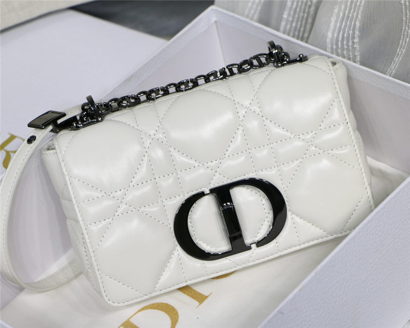 SMALL Dior CARO BAG Quilted Macrocannage Calfskin White High