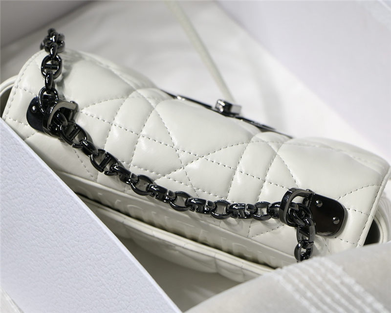 SMALL Dior CARO BAG Quilted Macrocannage Calfskin White High