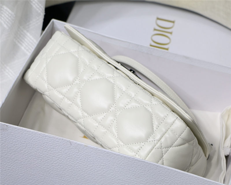 MEDIUM Dior CARO BAG Quilted Macrocannage Calfskin White High