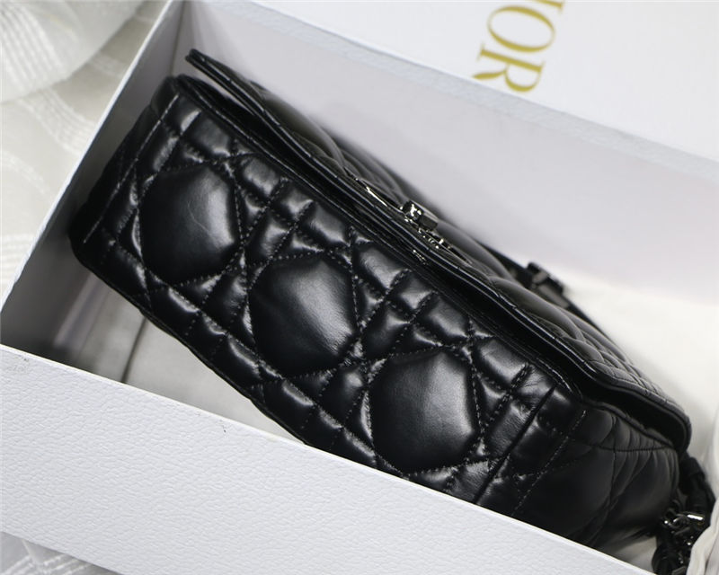 MEDIUM Dior CARO BAG Quilted Macrocannage Calfskin Black High