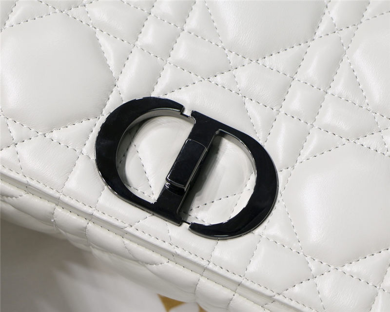 LARGE Dior CARO BAG Quilted Macrocannage Calfskin White High