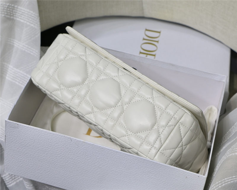 LARGE Dior CARO BAG Quilted Macrocannage Calfskin White High