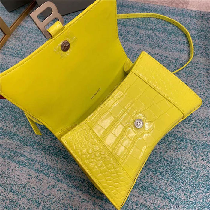 WOMEN'S HOURGLASS SMALL TOP HANDLE BAG Crocodile Yellow High