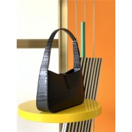 LE 5 À 7 HOBO BAG IN CROCODILE-EMBOSSED SHINY LEATHER High