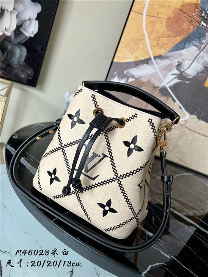 Louis Vuitton NÉONOÉ BB Embroidered embossed supple grained cowhide leather Cream M46023 High