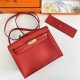 Hermes Kelly Danse 22cm Evercolor WAX Red Gold Metal High