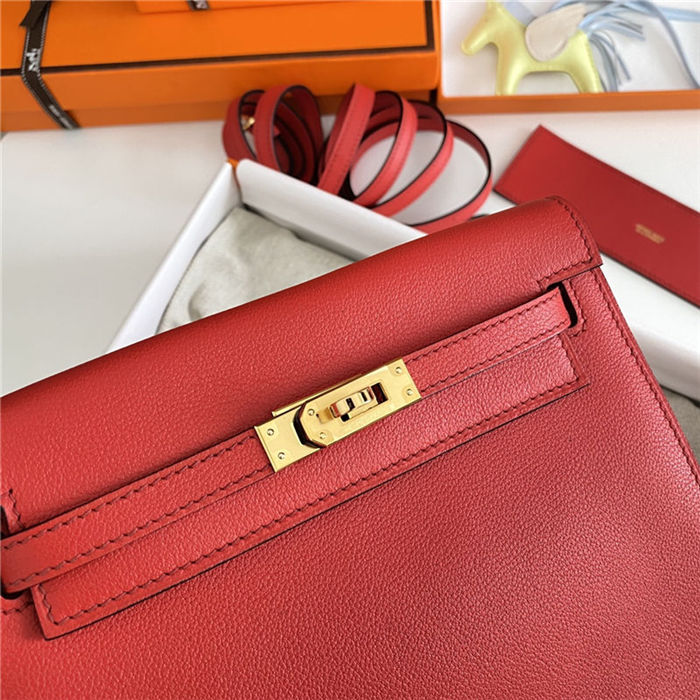 Hermes Kelly Danse 22cm Evercolor WAX Red Gold Metal High