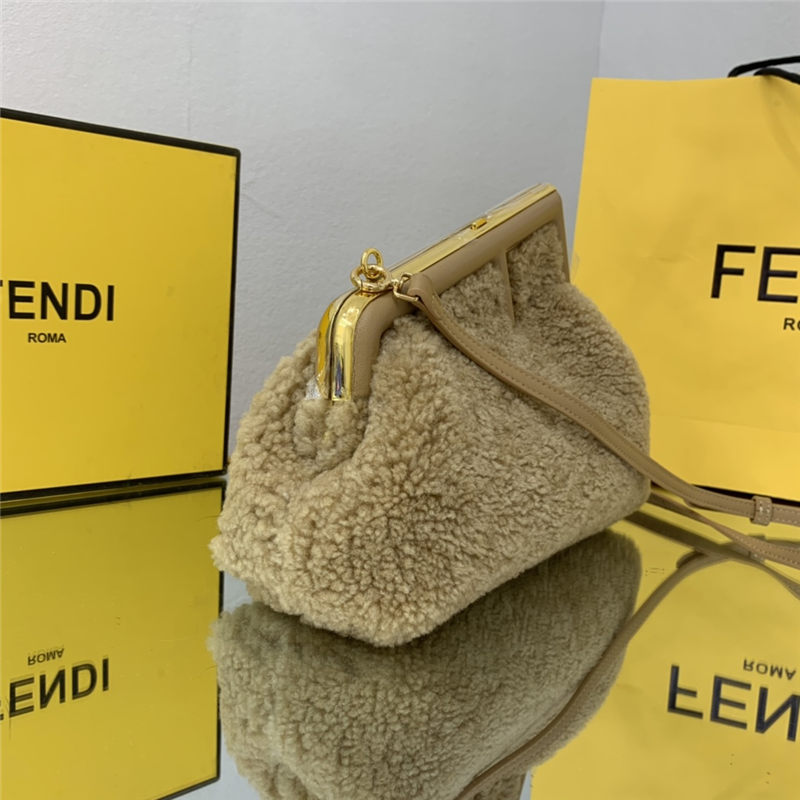 Fendi FIRST SMALL sheepskin bag Beige High