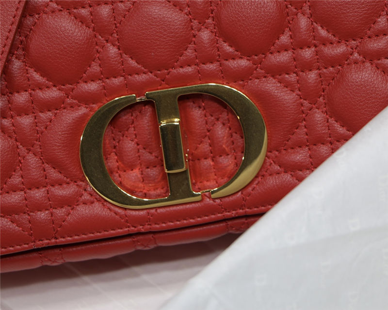 MEDIUM Dior CARO BAG Supple Cannage Calfskin Red High