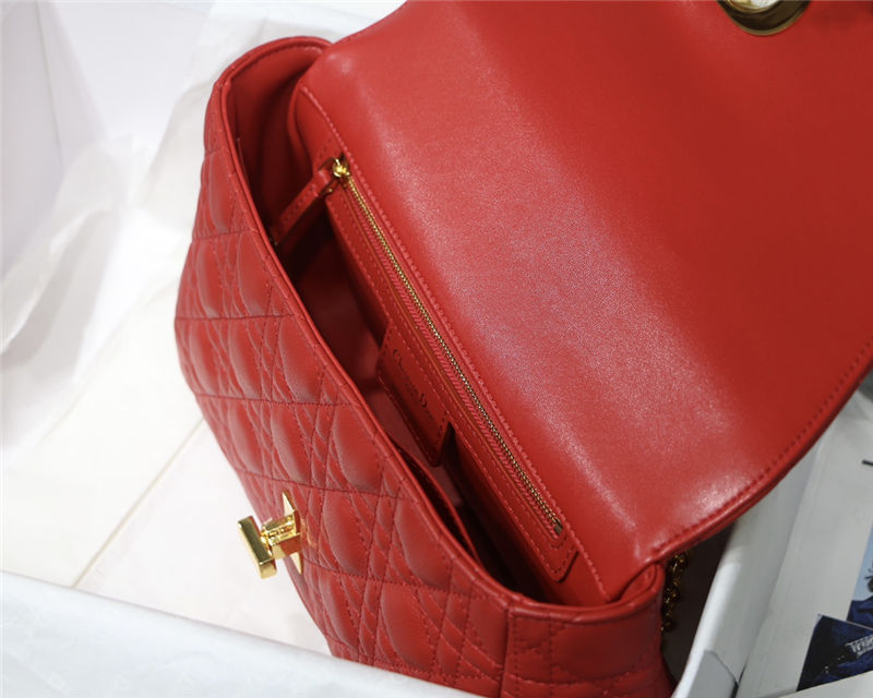 MEDIUM Dior CARO BAG Supple Cannage Calfskin Red High