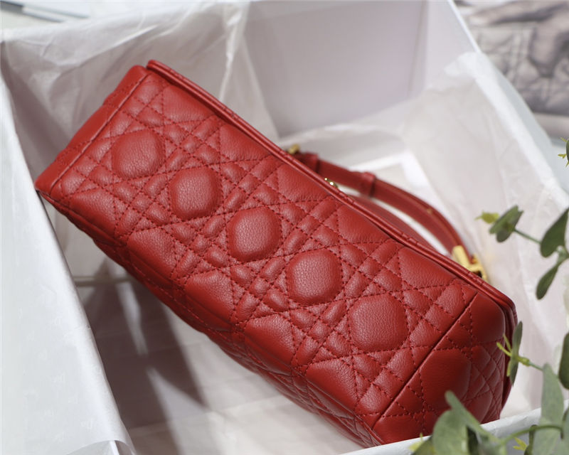 MEDIUM Dior CARO BAG Supple Cannage Calfskin Red High