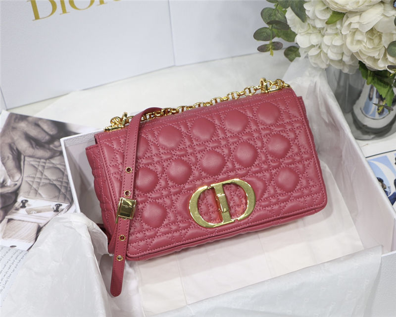 MEDIUM Dior CARO BAG Supple Cannage Calfskin Pink High