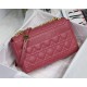 MEDIUM Dior CARO BAG Supple Cannage Calfskin Pink High