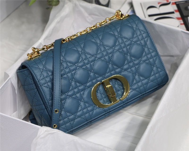 MEDIUM Dior CARO BAG Supple Cannage Calfskin Blue High