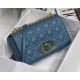 MEDIUM Dior CARO BAG Supple Cannage Calfskin Blue High