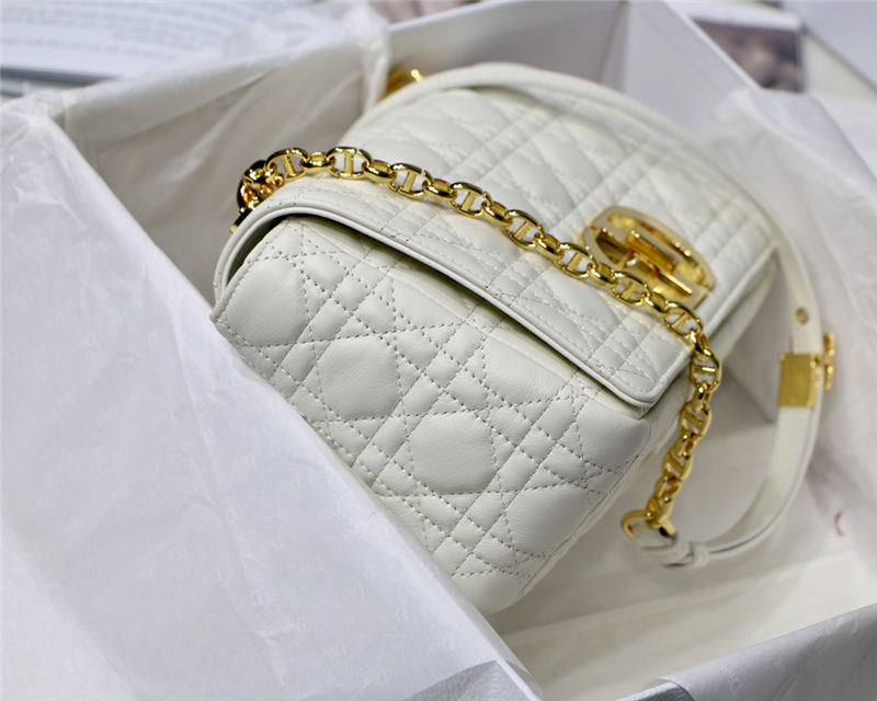 MEDIUM Dior CARO BAG Supple Cannage Calfskin White High