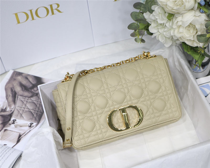 MEDIUM Dior CARO BAG Supple Cannage Calfskin Beige High