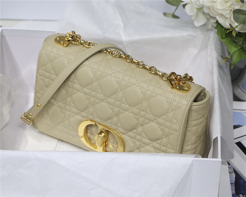 MEDIUM Dior CARO BAG Supple Cannage Calfskin Beige High