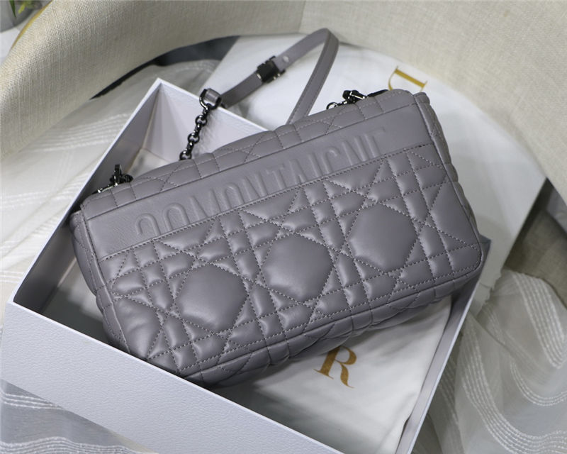 LARGE Dior CARO BAG Quilted Macrocannage Calfskin Grey High