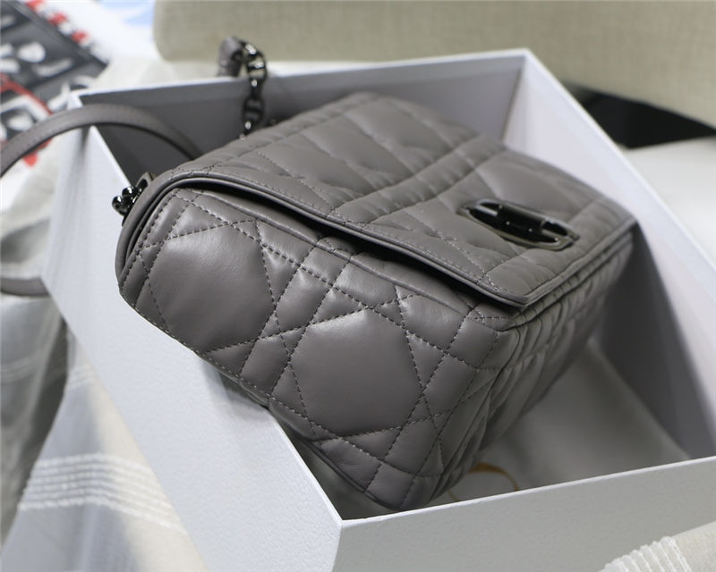 LARGE Dior CARO BAG Quilted Macrocannage Calfskin Grey High