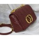 SMALL Dior CARO BAG Supple Cannage Calfskin Burgundy High