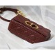 SMALL Dior CARO BAG Supple Cannage Calfskin Burgundy High