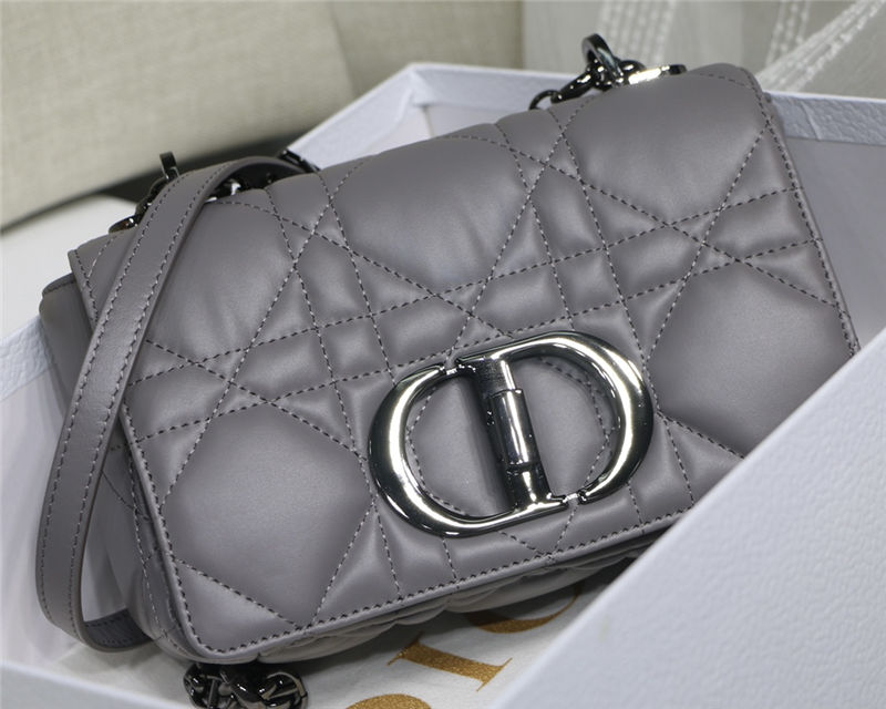 SMALL Dior CARO BAG Quilted Macrocannage Calfskin Grey High