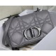 SMALL Dior CARO BAG Quilted Macrocannage Calfskin Grey High