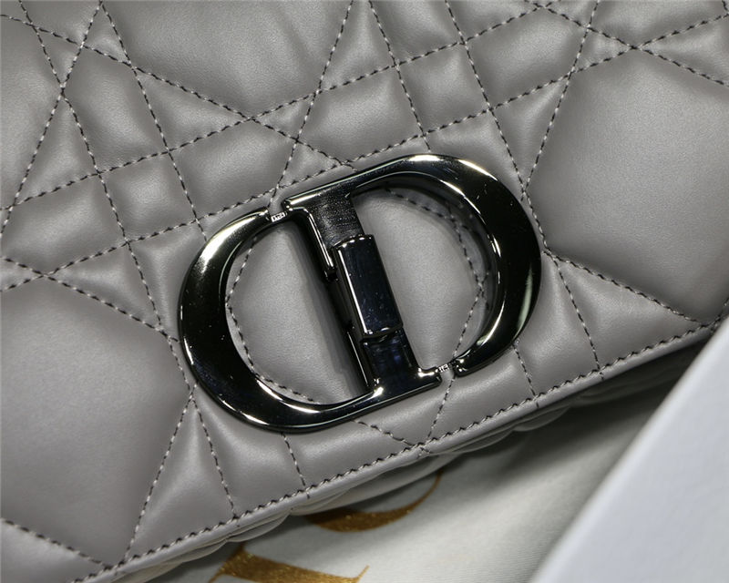 SMALL Dior CARO BAG Quilted Macrocannage Calfskin Grey High