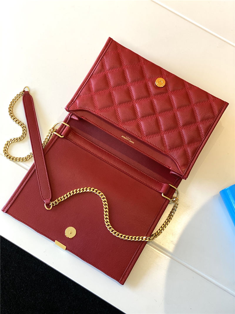 BECKY MINI CHAIN BAG IN CARRÉ-QUILTED LAMBSKIN Red High