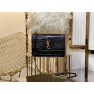 SUNSET MEDIUM IN CROCODILE EMBOSSED SHINY LEATHER Gold-Metal Black High