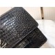 SUNSET MEDIUM IN CROCODILE EMBOSSED SHINY LEATHER Silver-Metal Black High