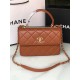 SMALL FLAP BAG WITH TOP HANDLE Lambskin Gold Metal Brown A