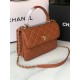 SMALL FLAP BAG WITH TOP HANDLE Lambskin Gold Metal Brown A