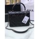 SMALL FLAP BAG WITH TOP HANDLE Lambskin Anti-Silver Metal Black A