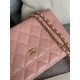 Classic Wallet on Chain AP0250 Grained Calfskin Pink Gold Metal B