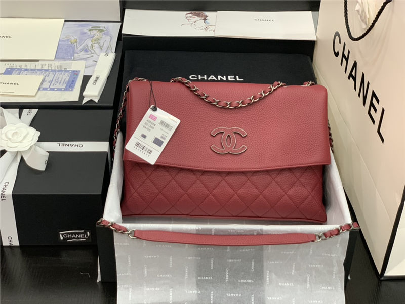 Chanel FLAP BAG Calfskin A8095 Burgundy High