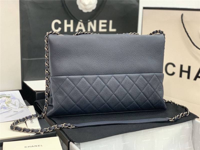 Chanel FLAP BAG Calfskin A8095 Navy Blue High