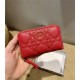 Dior CARO DETACHABLE CARD HOLDER Supple Cannage Calfskin Red High