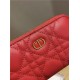 Dior CARO DETACHABLE CARD HOLDER Supple Cannage Calfskin Red High