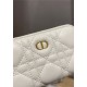 Dior CARO DETACHABLE CARD HOLDER Supple Cannage Calfskin White High