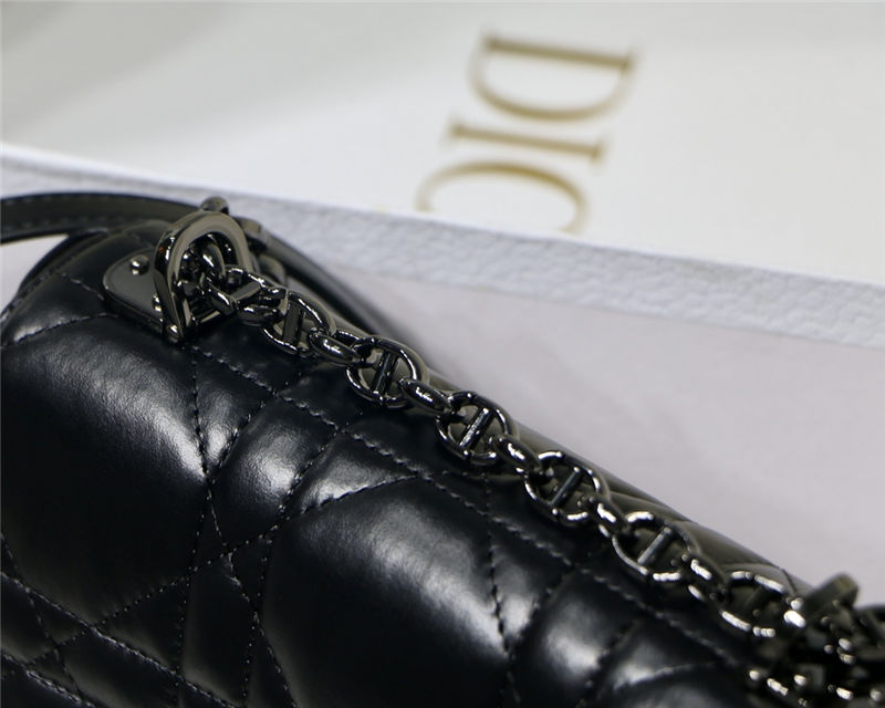 SMALL Dior CARO BAG Quilted Macrocannage Calfskin Black High