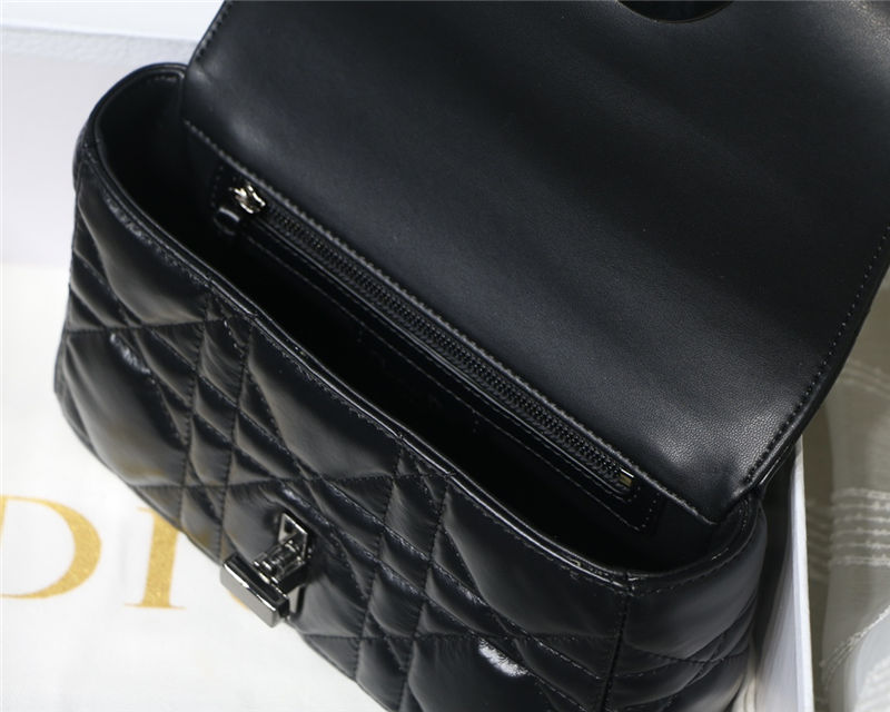 SMALL Dior CARO BAG Quilted Macrocannage Calfskin Black High