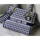 MEDIUM LADY D-LITE BAG Houndstooth Embroidery Blue High