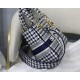 MEDIUM LADY D-LITE BAG Houndstooth Embroidery Blue High