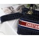 MEDIUM LADY D-LITE BAG Crocodile-Effect Embroidered Velvet Blue High