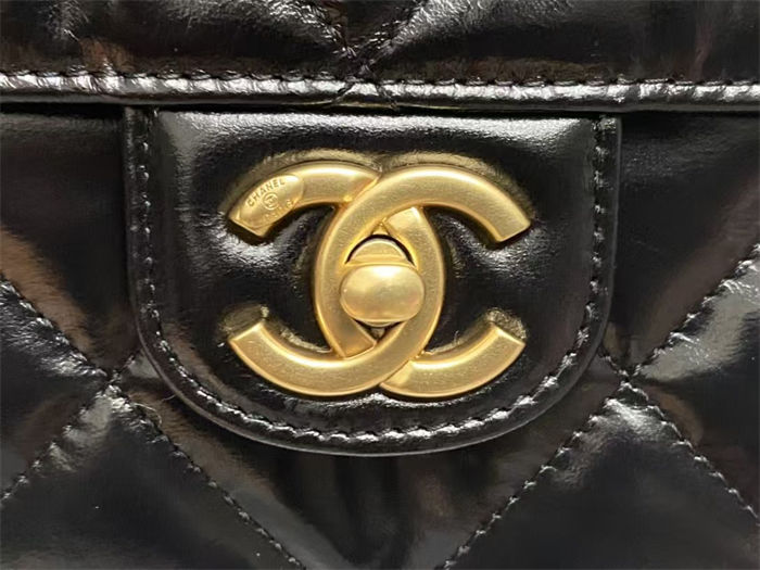 Chanel BOWLING BAG AS4905 Calfskin & Gold-Tone Metal Black A